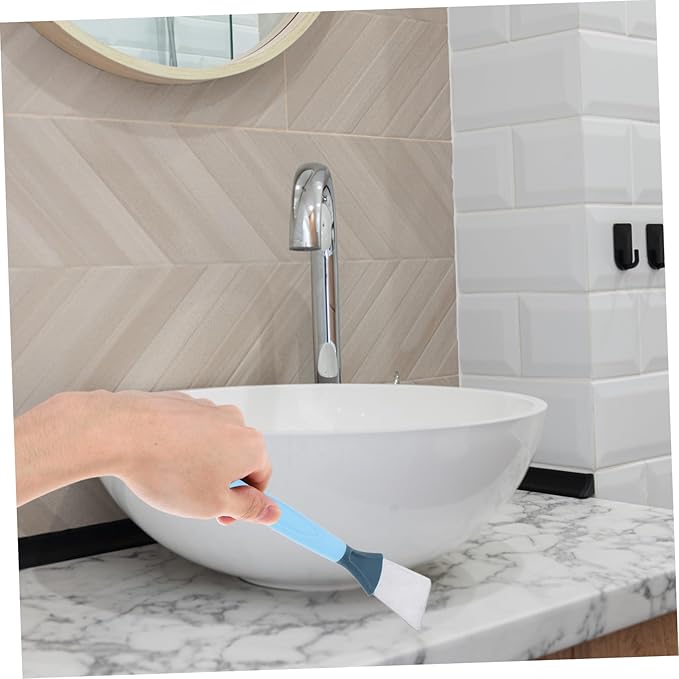 Mobestech Groove Cleaning Brush for Detail Cleaning Multi-Functional Crevice Brush with Scraper for Bathroom Kitchen and Sliding Door Tracks Ergonomic Design Hard Bristles