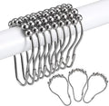 12-60pcs Rust Resistant Stainless Steel Rolling Shower Curtain Hooks/Rings/Hangers - Gold Shower Rod Hooks, Easy Sliding Shower Curtain Holders, Black Shower Curtain Rings (48, Silver)
