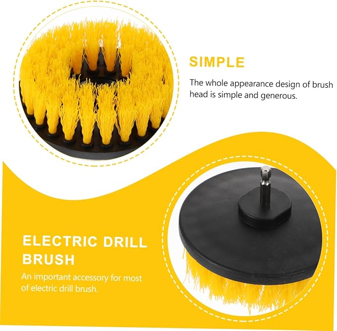 Drill Brush Attachment Set 5-inch Hollow Yellow Electric Cleaning Brush Heads Replacement for Floor Kitchen Bathroom Scrubbing Household Tool