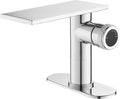 becola Modern Chrome Bathroom Faucet， Waterfall Faucet for Bathroom Sink， Single Hole Bathroom Sink Faucet Cold and Hot Basin Mixer Tap， Single Handle Bathroom Faucet with Adjust Knobs and Deck Plate