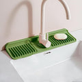 Longer Silicone Faucet Mat for Kitchen Sink – Button Style Faucet Drip Catcher & Leak-Proof Sink Splash Guard with 6° Slope, Behind Faucet Draining Mat,Gadgets for Bathroom (green, small)