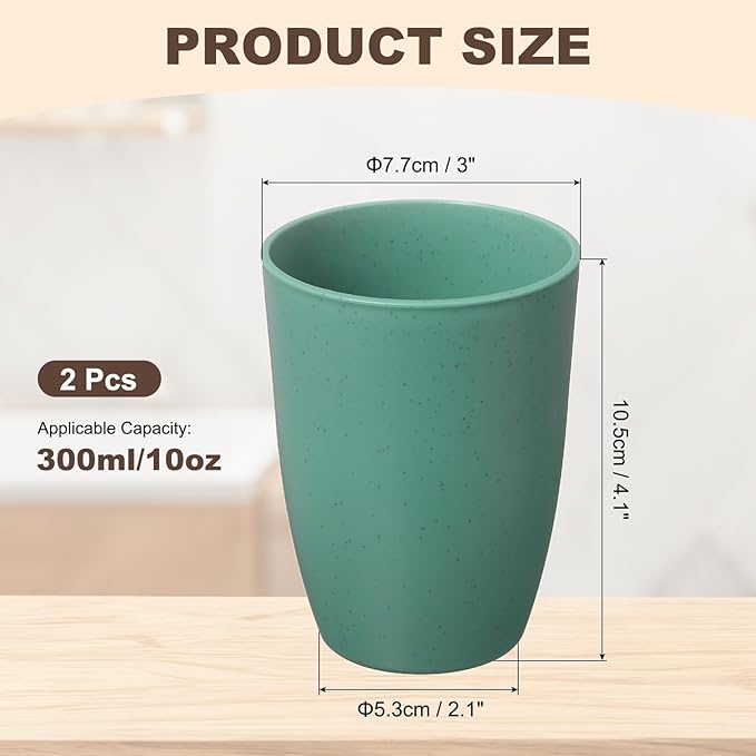 uxcell 2 Pcs Simple Toothbrush Cup, 3 x 3 x 4.1 Inch Bathroom Tumbler Reusable Plastic Cup Set for Storing Toothpaste Toothbrushes Combs Water Beverages, Dark Green