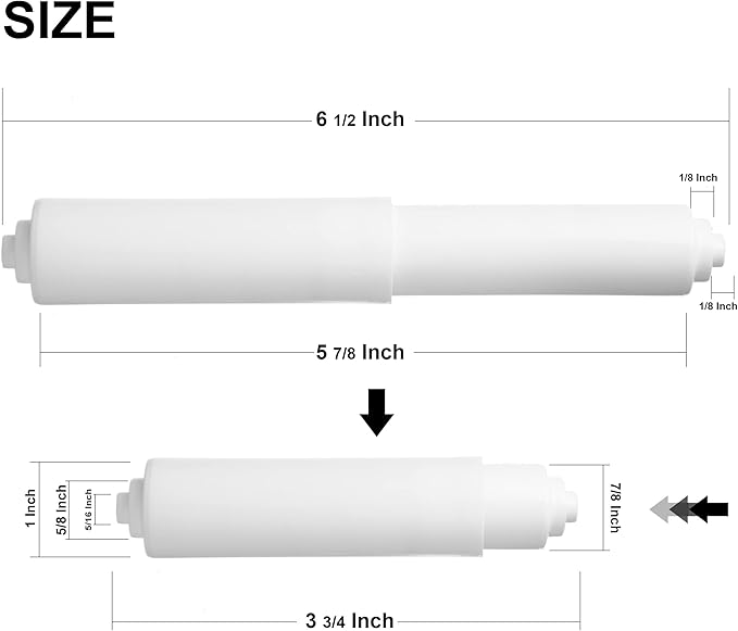 2 Pack - White Toilet Paper Holder Spring Loaded Roller Replacement Rod