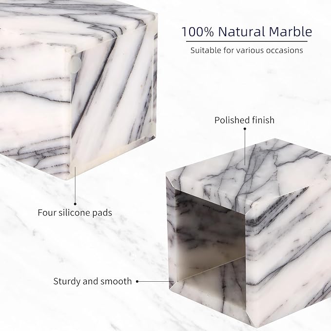 Natural Marble Toothbrush Holder for Bathroom Countertop (8.5x8.5x10cm) - Multifunctional Organizer for Makeup Brushes, Vanity Accessories & Utensils Sink (1, Lilac)