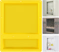 Suteck 16" x 20" Shower Niche Double Shelf -Yellow Rectangle Niche Cube, Ready for Tile Recessed Niches for Bathroom, Niche Shower Storage
