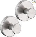 Suction Cup Hooks for Shower 2 Pack Stainless Steel No Drill Removable Waterproof Rustproof for Bathroom Kitchen Glass Mirror Tile to Hang Towels Robes Loofah Wreath (Brushed Silver)