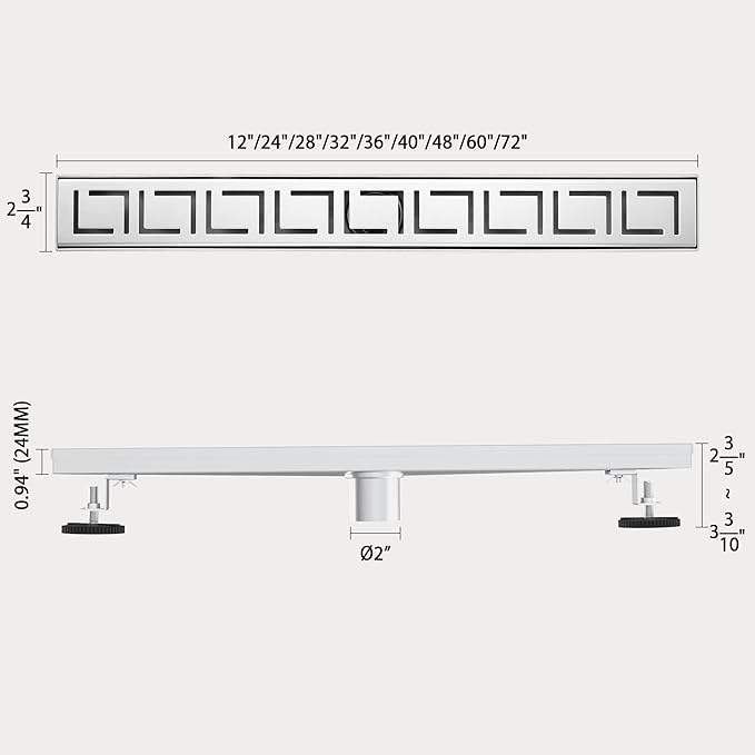 48 Inch Linear Shower Drain, Brushed Nickel Shower Drain, Removable Grate, 304 Stainless Steel, Easy to Install and Clean for Bathrooms (Drain Base Not Included), LSD-30A-48S