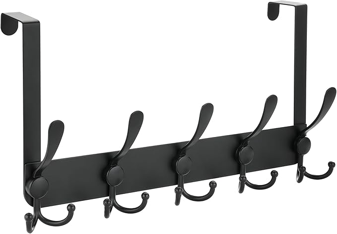 Over The Door Hooks, Door Hanger for Hanging, Towel Racks for Bathroom with 15 Coat Hooks, Coat Rack Hat Rack Organizer, Towel Holder Bathroom Accessories
