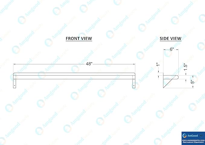 AmGood 48" Long X 6" Deep Stainless Steel Wall Shelf | NSF Certified | Appliance & Equipment Metal Shelving | Kitchen, Restaurant, Garage, Laundry, Utility Room