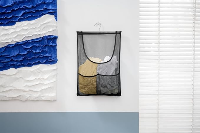 Jelier Hanging Bath Toy Storage Organizer,Mesh Shower Caddy with Hanger,Toy Storage Net Bag for Kids Bathroom Decor Bedroom (black)