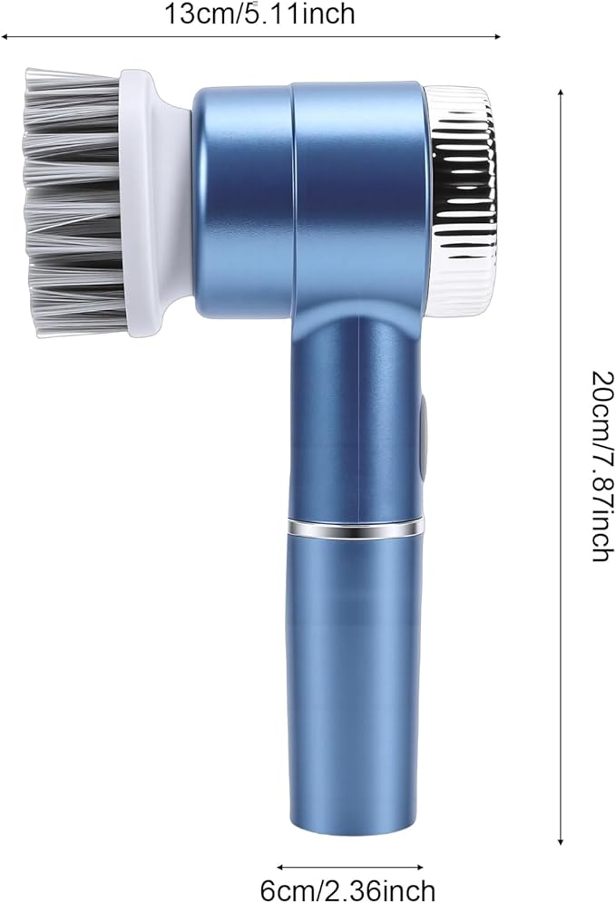 Diydeg Electric Spin Scrubber, Rechargeable Cordless Cleaning Brush, Water Proof Shower Scrubber with 5 Replaceable Brush Head and 3 Speed Setting for Bathroom, Kitchen and Window