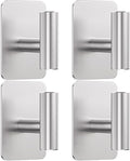 Heavy Duty Adhesive Hooks - 26lb Max, Sticky Wall Hooks Waterproof Stainless Steel for Hanging Towel, Coat, Robe, Towel Hooks Stick on Bathroom, Kitchen, Shower, Door (Silver, 4 Pack)