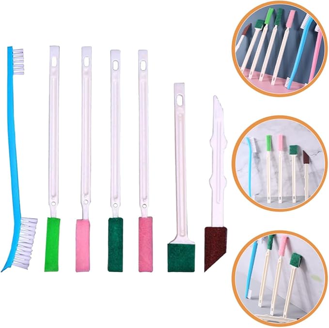 Ciieeo 7pcs Small Cleaning Brush Set for Bathroom Toilet Window Crevice Deep Cleaning, Disposable Crevice Brush Tools for Tile Grout and Car Insulation Maintenance