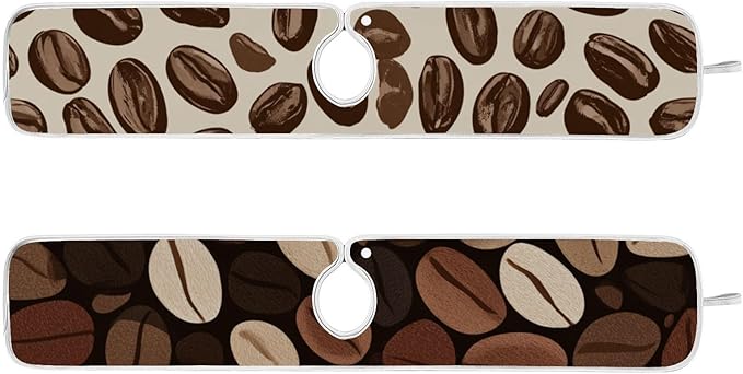 2 PCS Kitchen Sink Splash Guard 30 Inch Faucet Mat for Kitchen Sink Bathroom Sink Faucet Absorbing Drip Drain Mat Pad Microfiber Soft Washable Brown Coffee Beans