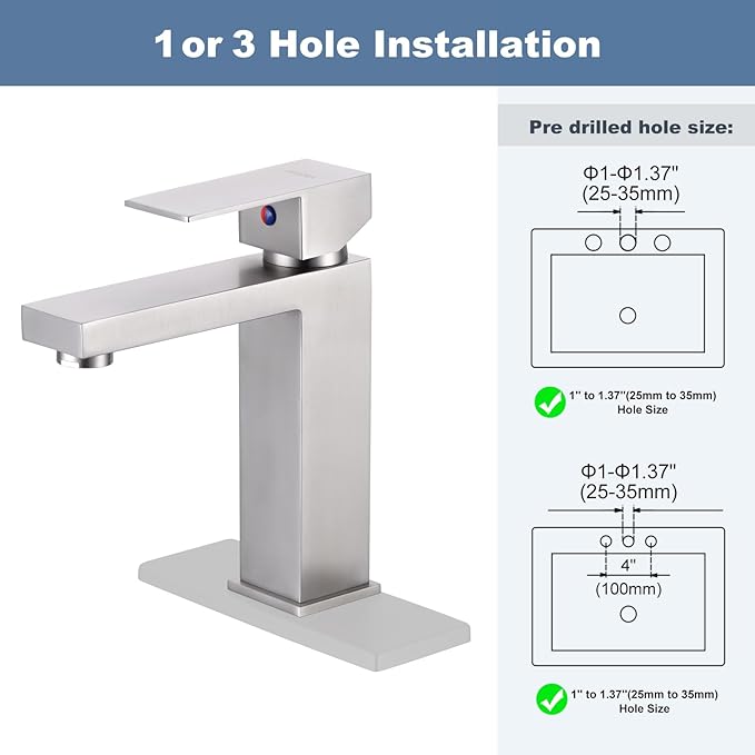 Brushed Nickel Bathroom Faucet ARCORA Modern Faucet for Bathroom Sink Single Hole Bathroom Faucet with cUPC Supply Lines and Pop Up Drain