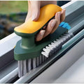 3 Pcs Versatile Stiff Bristle Crevice Cleaning Brush Tool for Kitchen Bathroom Window Tracks 2 in 1 Handheld Deep Grout Scrubber for Tile Joints Sliding Door Slots No Dead Spots (Green)