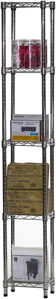 Shelving Inc. 8" d x 12" w x 54" h Chrome Wire Shelving with 5 Tier Shelves, Weight Capacity 800lbs Per Shelf