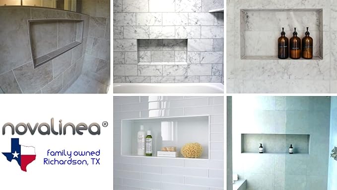 Large Wide Single Shelf Recessed Shower Niche, Ready to Tile, 16" x 28" x 3.75"