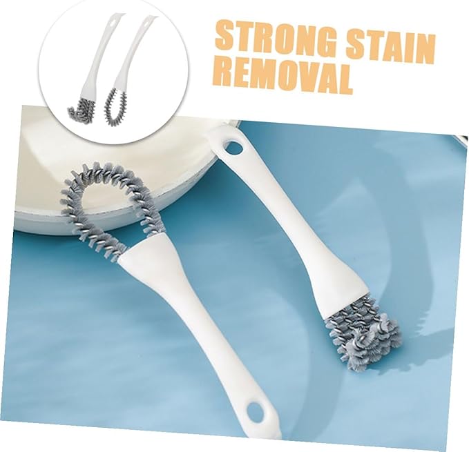 TEHAUX Multi-Functional Kitchen Cleaning Brush Set 2pcs U-Shaped and Angled Crevice Scrub Brushes Heavy Duty Handheld Scrubbers for Stove, Grill, Window Track, and Bathroom Tight Spaces