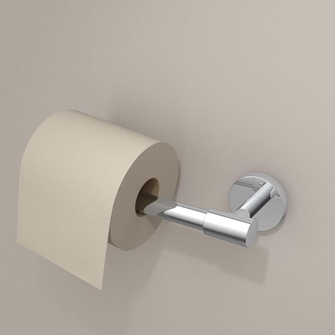 LAKETON Collection, 2 Packs Modern Single Post Toilet Paper Holder, Zinc Rustproof Wall Mounted Toilet Roll Holder for Bathroom and Kitchen, Plated Chrome