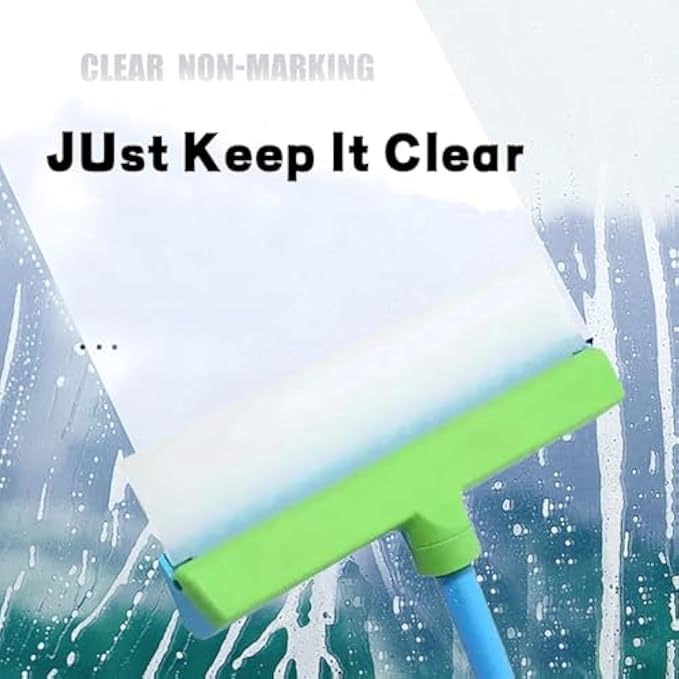 Window Squeegee, Recyclable Silicone Window Squeegee Kit, Ultra-Flexibles 3 in 1 Windows Cleaning Scraper, for Windows, Mirrors, Car (Green)