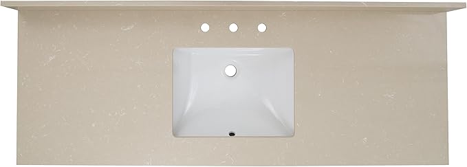 MSI Cosmic Sand Vanity Top with Under Mount Rectangle Single Bowl Ceramic Sink, Engineered Marble Stone, 4" CC Faucet Holes, 61"X22"