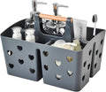 Gray Portable Shower Caddy with Handle, Large Plastic Shower Basket Organizer for College Dorm Room Essentials, Bathroom, Gym, Camping, Non-Slip Drainage Design for Toiletries & Cleaning Supplies