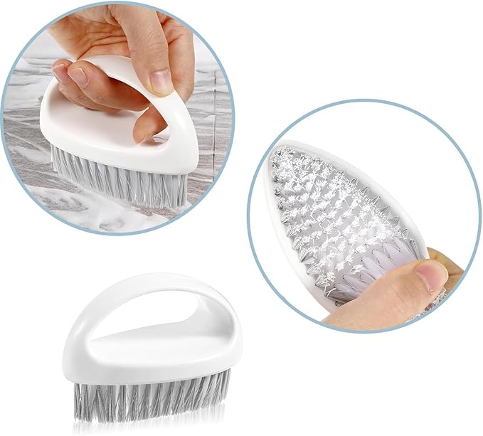 1 Pcs White Ergonomics Scrubbing Brushes for Cleaning, Scrub Brush Nylon Bristles Comfort Grip Scrubber for Shoes, Floor, Carpet, Bathroom, Kitchen