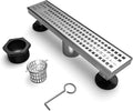 12 Inch Linear Drain Shower Rectangular Floor Drain with Removable Square Hole Cover and Hair Catcher, Long Shower Drains 304 Stainless Steel CUPC Certified (Brushed Nickel)