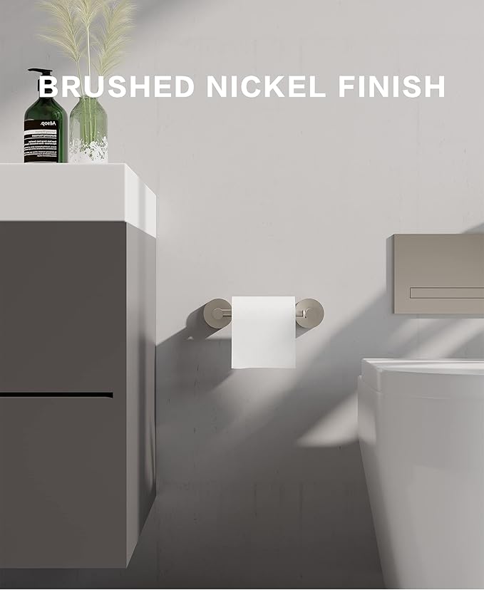 Toilet Paper Holder Brushed Nickel Bathroom Double Post Pivoting Tissue Roll Holder Stainless Steel and Zinc Alloy Wall Mount Detachable (Brushed Nickel 2PC)