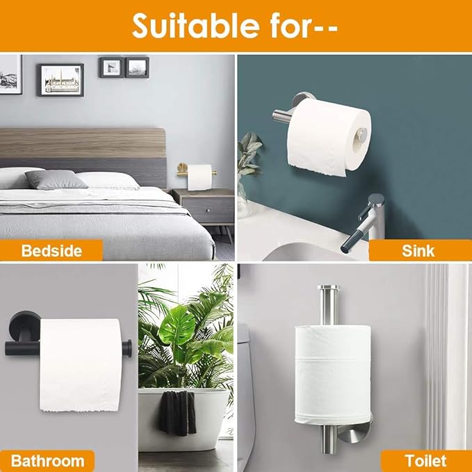 TocTen Toilet Paper Holder, Wall Mounted Tissue Roll Holder for Bathroom, Thicken 304 Stainless Steel Drilling Paper Dispenser Rack for Bathroom Kitchen (Brushed Nickel)