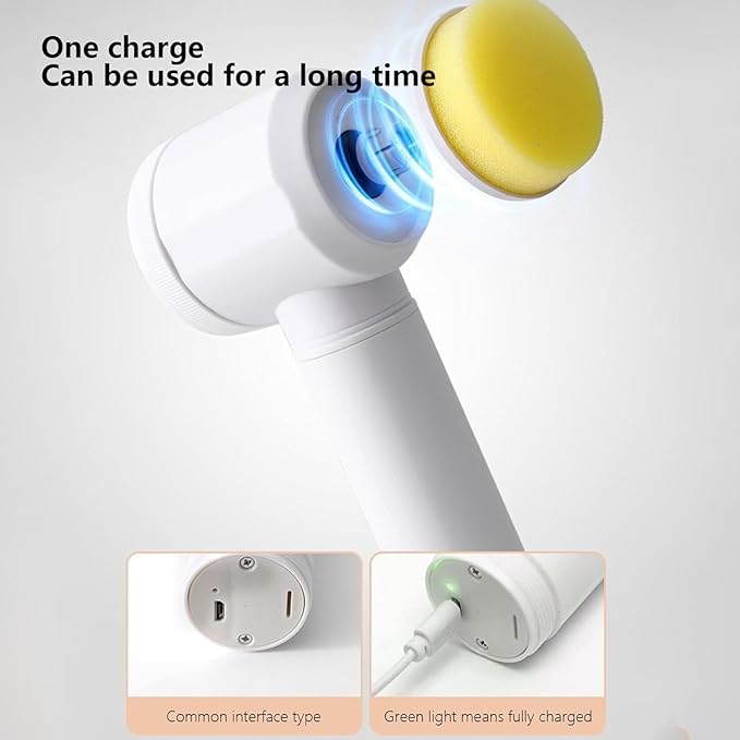Electric Spin Scrubber, Electric Cleaning Brush with 360° Rotatable Brush Head, USB Rechargeable, Cordless Spin 5 Replaceable Brush Heads for Kitchen Bathroom