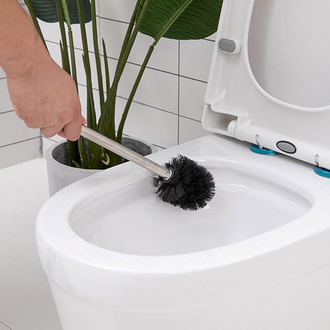 NUOBESTY 6pcs Toilet Brush Replacement Heads Plastic Brush Heads for Bathroom Cleaning for Home and Commercial Use White and Black Set