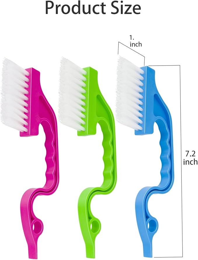 4pcs Bathroom Gap Cleaning Brush, Small Crevice Cleaning Brushes, Hand-Held Groove Gap Cleaning Tools, for Bathroom Kitchen Tiles Window Slots (Silvery White)
