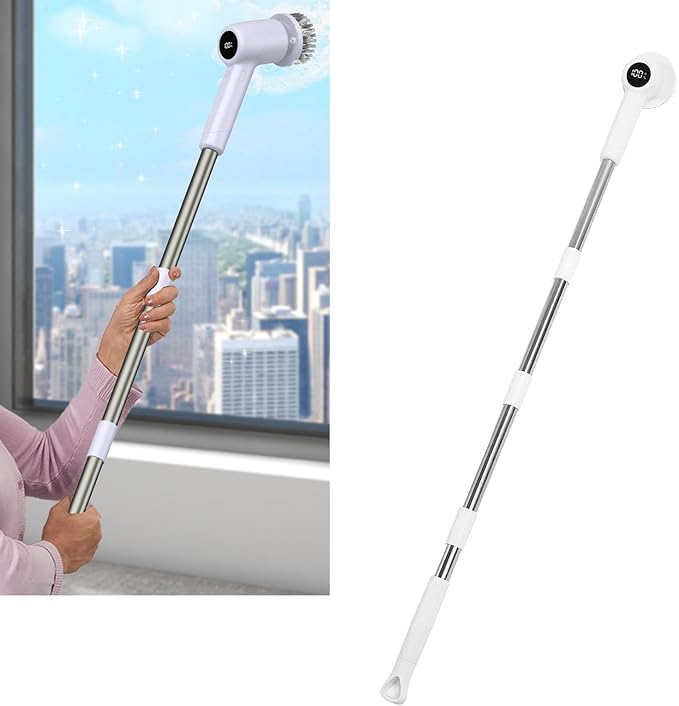 Electric Rotating Scrubber, Electric Cleaning Brush with Detachable Long Handle, Power Shower Scrubber, Multifunctional Cordless Electric Cleaning Brush for Bathroom
