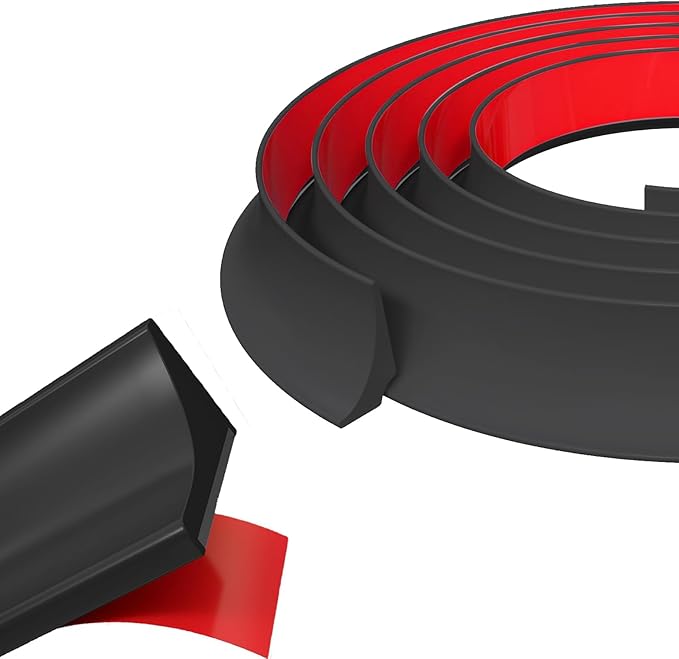 Shower Threshold Water Dam, 98" Black Flexible Silicone Water Barrier Seal Strip, Self-Adhesive Splash Guard for Sink Tops, Bathroom, Shower Door