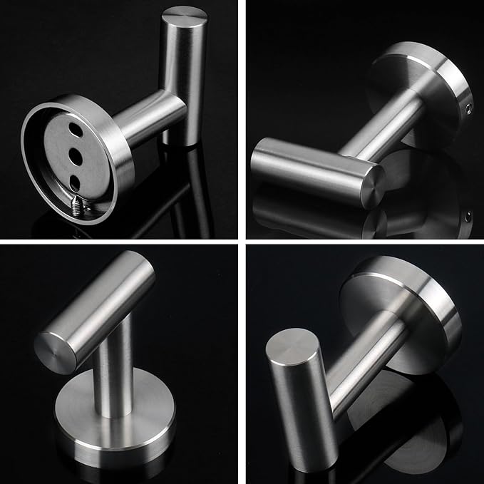 NearMoon Bath Towel Hooks- SUS 304 Stainless Steel Robe Hook Holder, Heavy Duty Coat Hook for Bathroom Livingroom Hotel Kitchen Garage, Wall Mounted (Brushed Nickel, 16 Pack)
