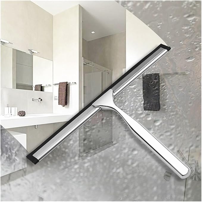 Window Squeegee Scrape Table Squeegee with Hook Stainless Steel Shower Squeegee Windshield for Shower Glass(Size Small 10inch)