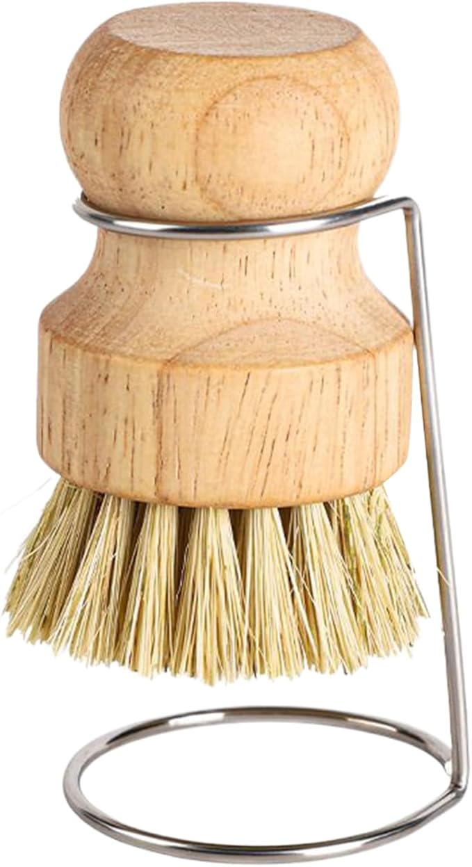 Kitchen Scrub Brush – Wooden Handle Dish Scrubber with Firm Cleaning Bristles, Counter Drain Rack Brush | for Sink Pots Pans Shower Bathroom Grout Tile Washing Home Cleaning Tool for Daily Kitchen