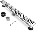 36 Inch Linear Drain Shower Rectangular Floor Drain with Removable Square Hole Cover and Hair Catcher, Long Shower Drains 304 Stainless Steel CUPC Certified (Brushed Nickel)
