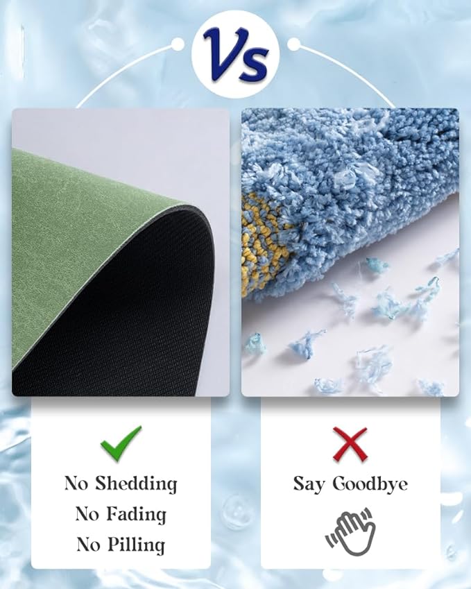 MontVoo -Bath Mat Rug-Rubber Backing Non Slip Quick Dry Absorbent Thin Bathroom Rugs Fit Under Door-Faux Suede Surface Bathroom Floor Mats-Shower Rug for in Front of Bathtub Shower Sage Green 24"X70"