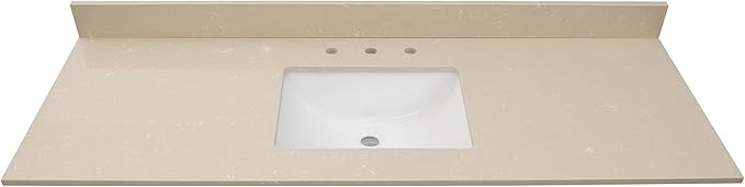 MSI Cosmic Sand Vanity Top with Under Mount Rectangle Single Bowl Ceramic Sink, Engineered Marble Stone, 4" CC Faucet Holes, 61"X22"