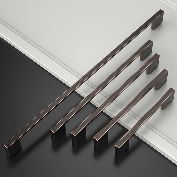 Amerdeco 10 Pack Oil Rubbed Bronze Cabinet Pulls 7.5 Inch(192MM) Hole Centers Kitchen Cabinet Handles Cabinet Hardware Kitchen Handles for Cabinets Cupboard Handles Drawer Pulls ZH0060