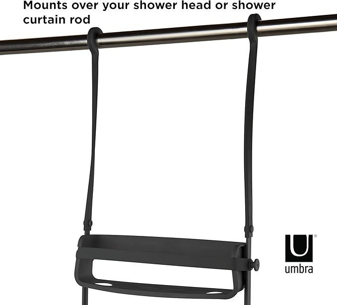 Umbra Flex Shower Storage Accessories with Patented Gel-Lock Technology Suction Cup, Black