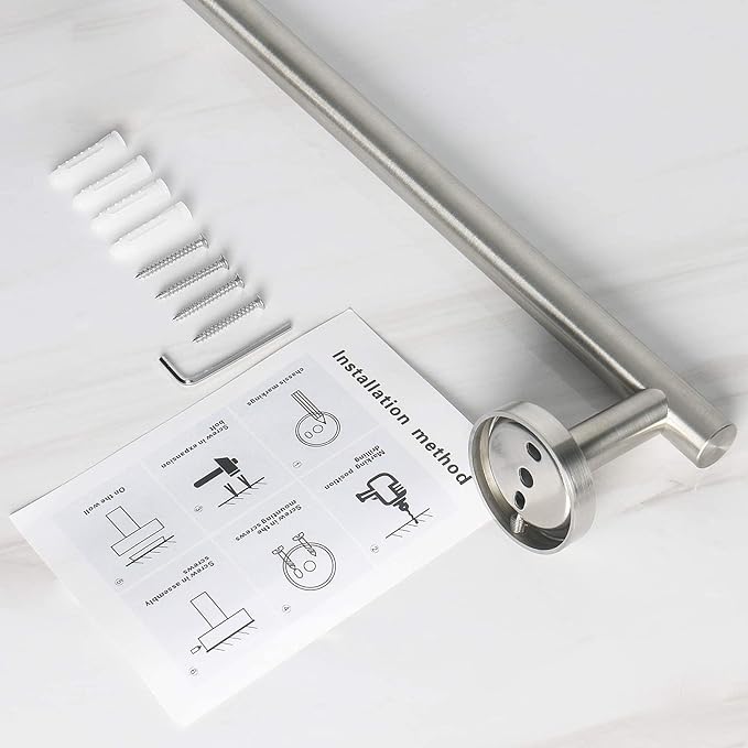 NearMoon Bath Towel Bar, Thicken Stainless Steel Shower Towel Rack Holder Wall Mounted for Bathroom, 16-lnch Overall Length-13-lnch Usable Hanging Space (2 Pack, Brushed Nickel)