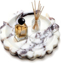 Calacatta Viola Scalloped Marble Tray, Natural Marble Jewelry Dish, Luxury Decorative Trays for Bathroom, Vanity, Dresser, Kitchen & Home Decor, House Warming Gifts New Home (Round, 6.3Inch)