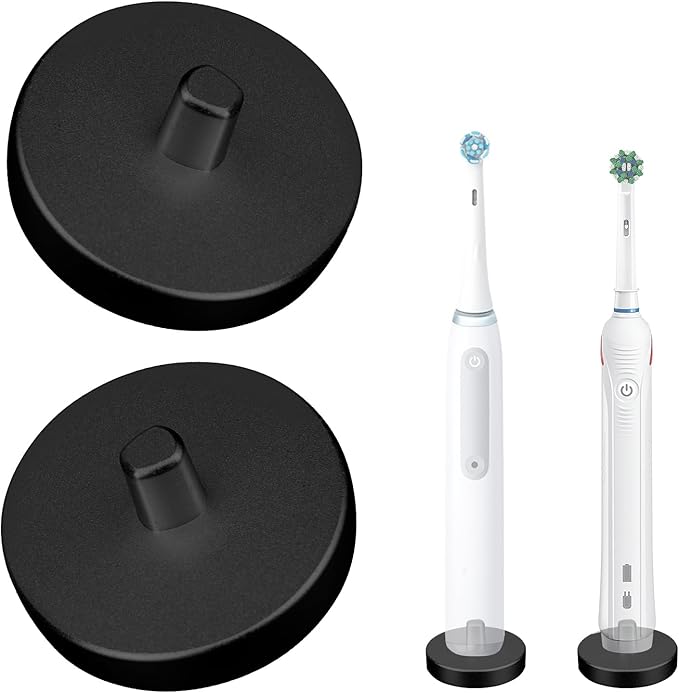 2Pack Black Electric Toothbrush Holder for Bathroom, Stainless Steel Freestanding Brush Holder, Compatible with Oral-B iO Series 3/4/5/6, Pro 500/1000/2500/3000/5000/7000/7500, Genius 6000/8000