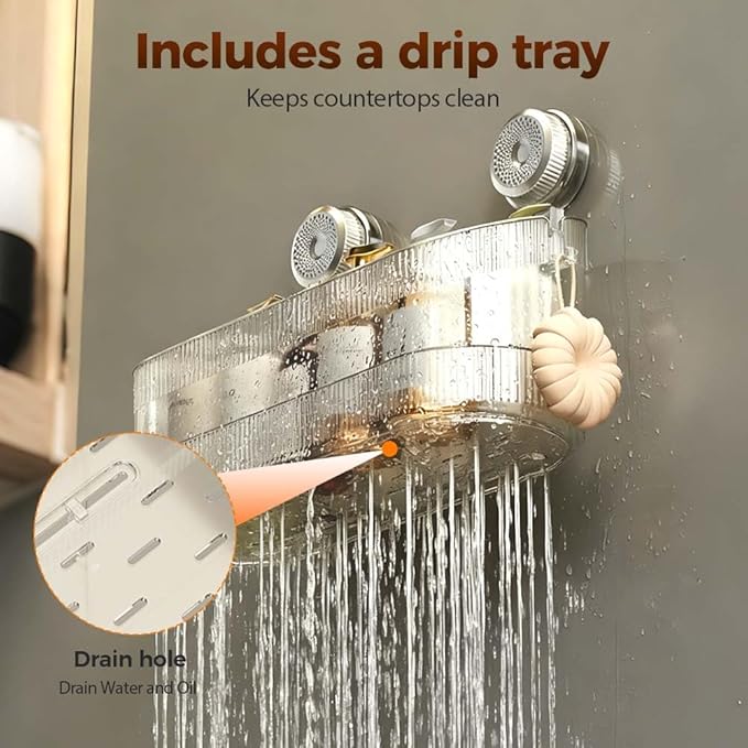 No-Drill Bathroom Suction Storage Box, 2026 New Bathroom Suction Shelves, No Drilling Shelves Caddy Powerful Suction Cup Storage Holder Heavy Duty Shower Organizer (Gray)