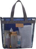 Mesh Shower Caddy Bag, Quick Dry Portable Tote Bag with Zipper and Inner Pocket, Lightweight Bath Organizer for College Dorm Bathroom, Swimming, Gym, Beach, Travel (Navy)