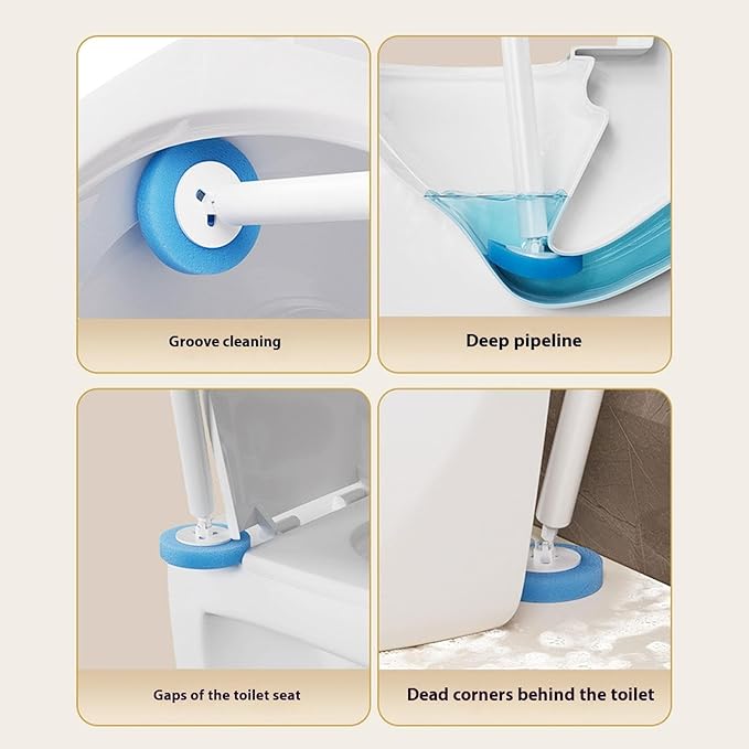 Electric Rotating Toilet Brush Wall Mounted with Throwaway Head 360 Degree Scrubber Tool for Stubborn Stain Wall Mounted Electric Toilet Brush